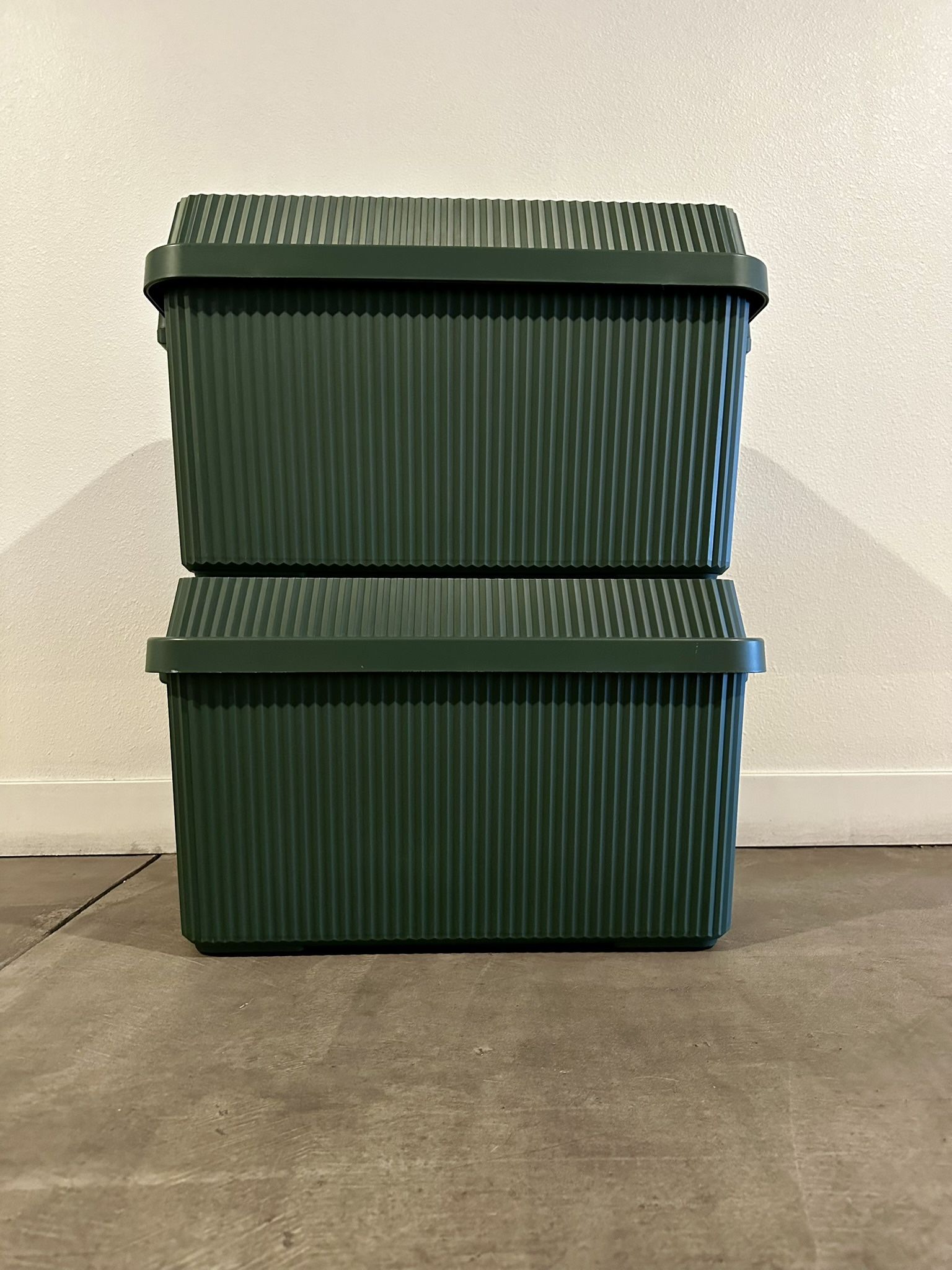 like-it Deep Fluted Stacking Storage Tote Green (Set of 2)