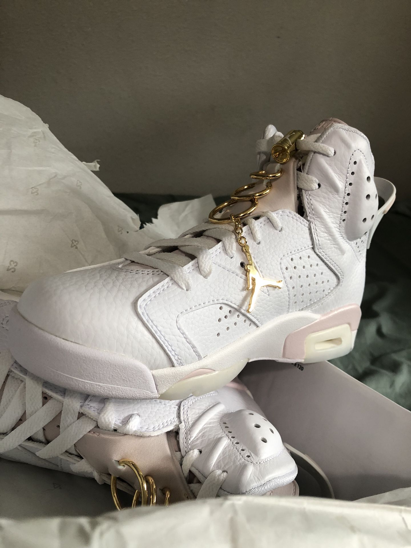 Air, Jordans Women’s Retro 6 Gold Hoops $250