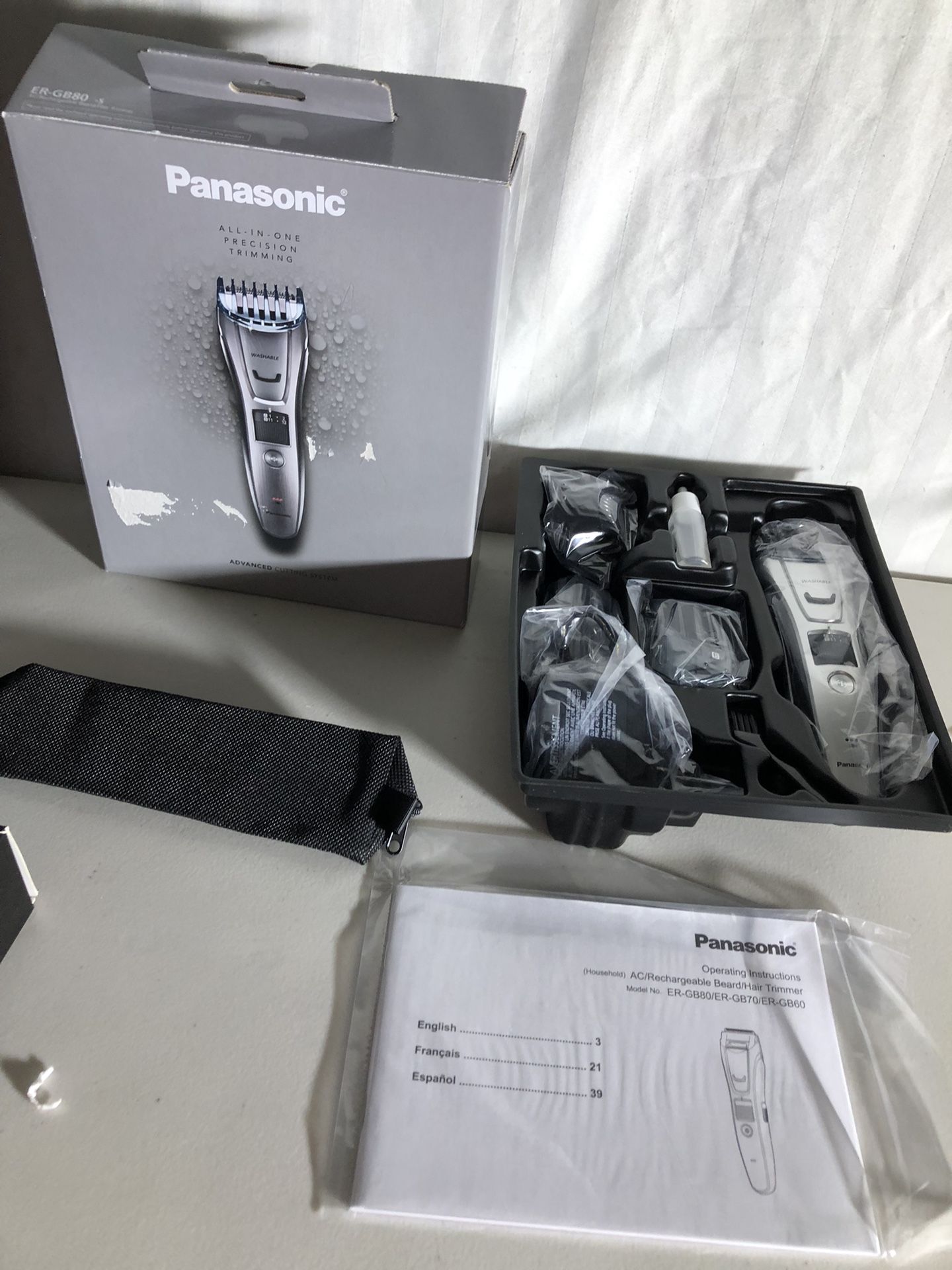 Panasonic Men's All-in-One Rechargeable Facial Beard Trimmer and Total Body Hair Groomer - ES-GB80-S New