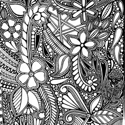Hand Drawn Flower Drawing For Frame Or Just To Color
