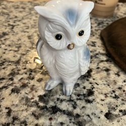 Vintage Owl Figurine Hand Painted Bone China Japan 