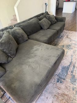 Large Gray Sectional Sofa with Chaise – $150 OBO