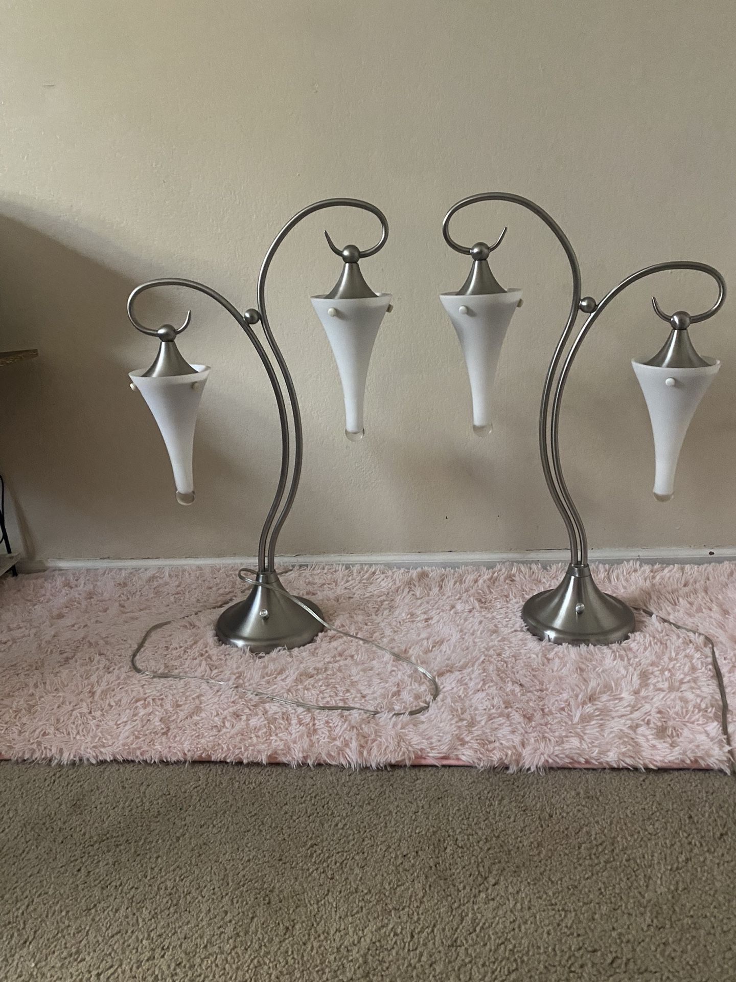 ANTHONY CALIFORNIA INC Raindrops Accent Table Lamp Glass Shades Brushed Nickel