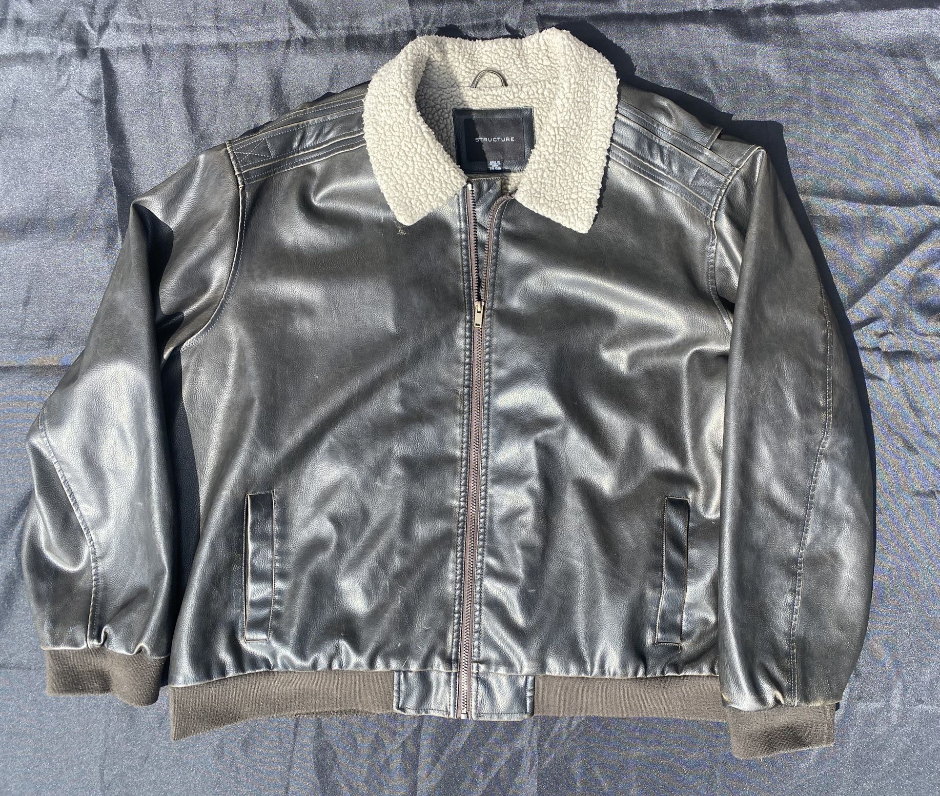 Structure bomber faux leather jacket 3XL men's