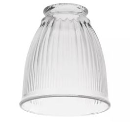 NEW 5 in. Clear Pleated Glass Bell-Shaped Replacement Pendant Shade with 2.25 in. Lip Fitter