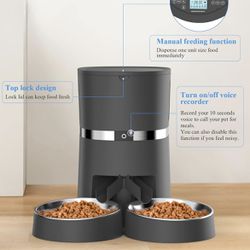 Automatic Pet Food Dispenser with Double Bowls