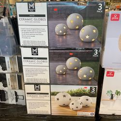 White Ceramic Globes With Led Lighting