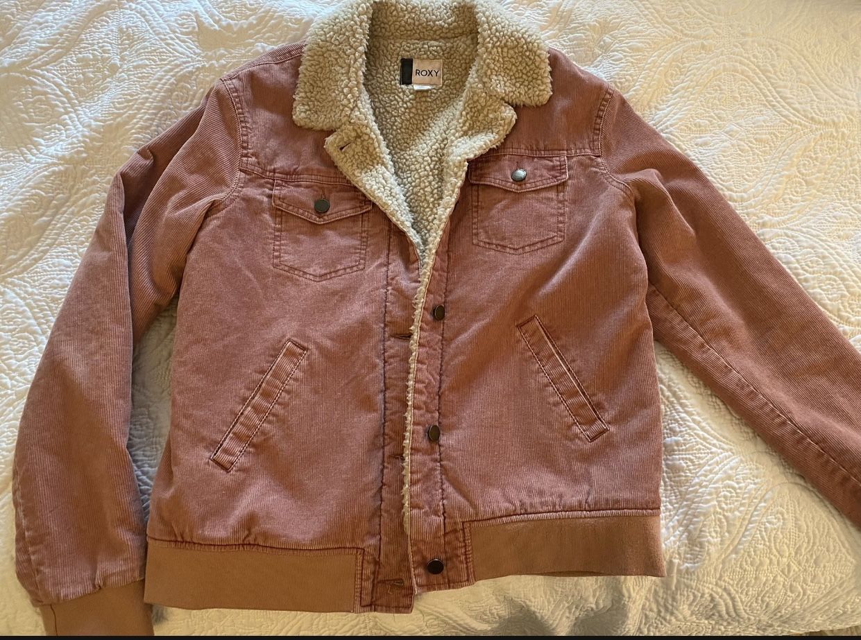 Womens Roxy Pink Corduroy Sherpa Jacket