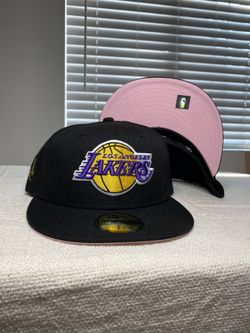Los Angeles Lakers Trophy Hat Club New Era 5950 Fitted Black Pink UV Lebron BRAND NEW