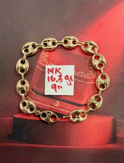 For Wedding 14K Yellow Gold Gucci Bracelet 16.3Gr 9 Inches Long