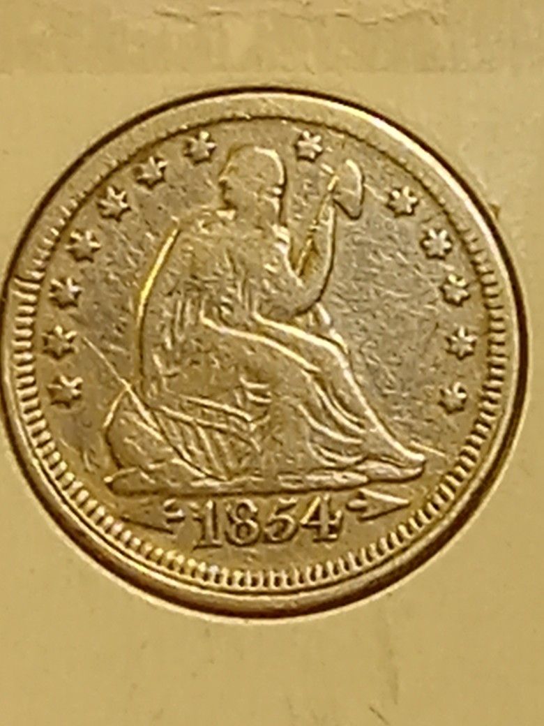 #758 Quarter 1854 With Arrows  Coin 