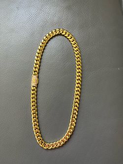 New 12mm 14K gold plated stainless steel necklace for men or women 26inch