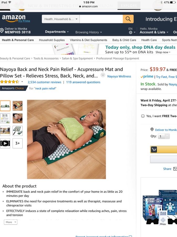 Acupressure stress relieving mat