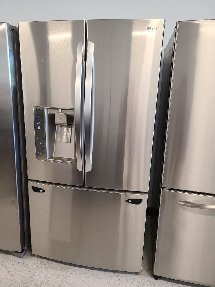 Lg stainless steel French door refrigerator used good condition with 90 days warranty
