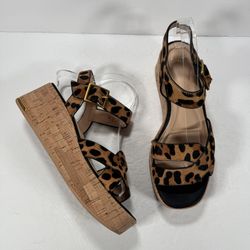SARTO By Franco Sarto Leopard Print Tilly Ankle Strap Platform Sandals Size 8M