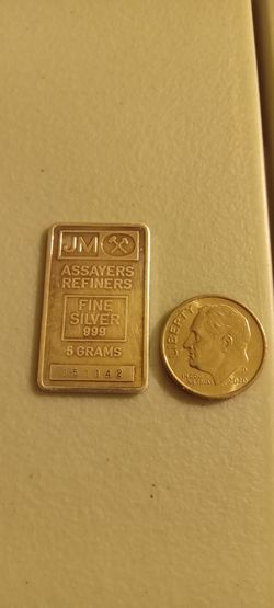5 Gram JM Silver Bar .999 Fine 4 of 5