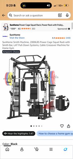SunHome Smith Machine, 2000LBS Power Cage Squat Rack with Smith bar