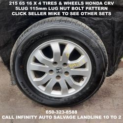 215 65 16 X 4 Tires & Wheels Off Honda CRV with 5lug 115mm Lug Nut Bolt Pattern.