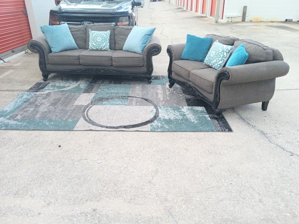 Gray Couch and Loveseat 