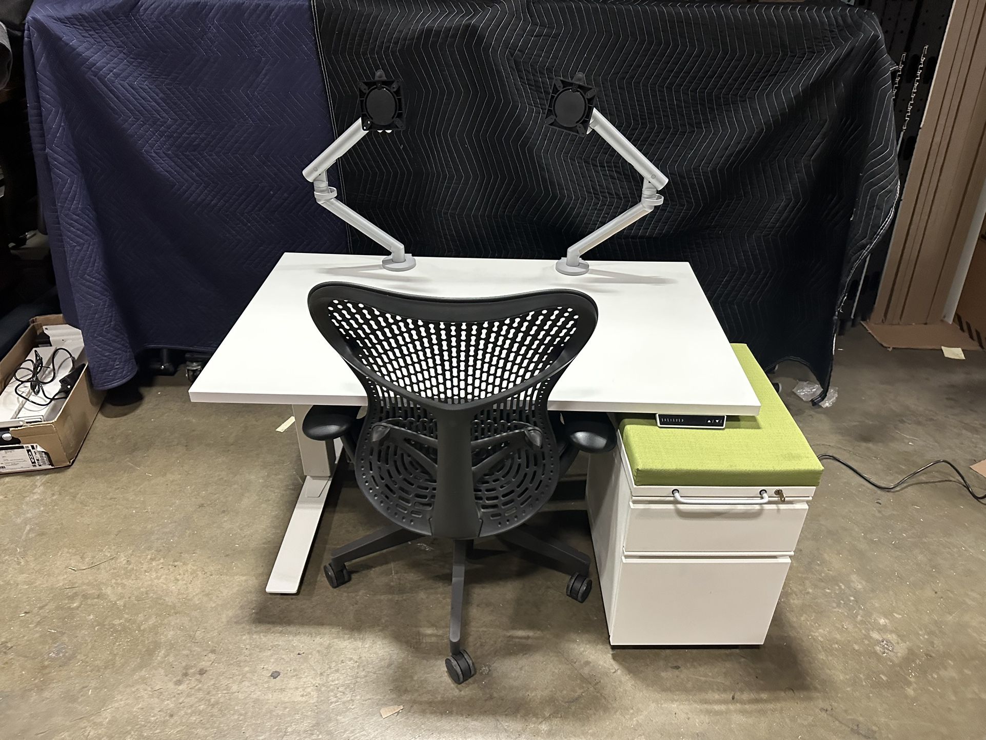 48x30 Haworth Standing Desk! Electric Height Adjustable Table! We Also Have Monitor Arms And File Cabs!