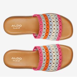 ALDO Yassu Woven Slide Chunky Heel Clog Slide Bright  Colors Size 9