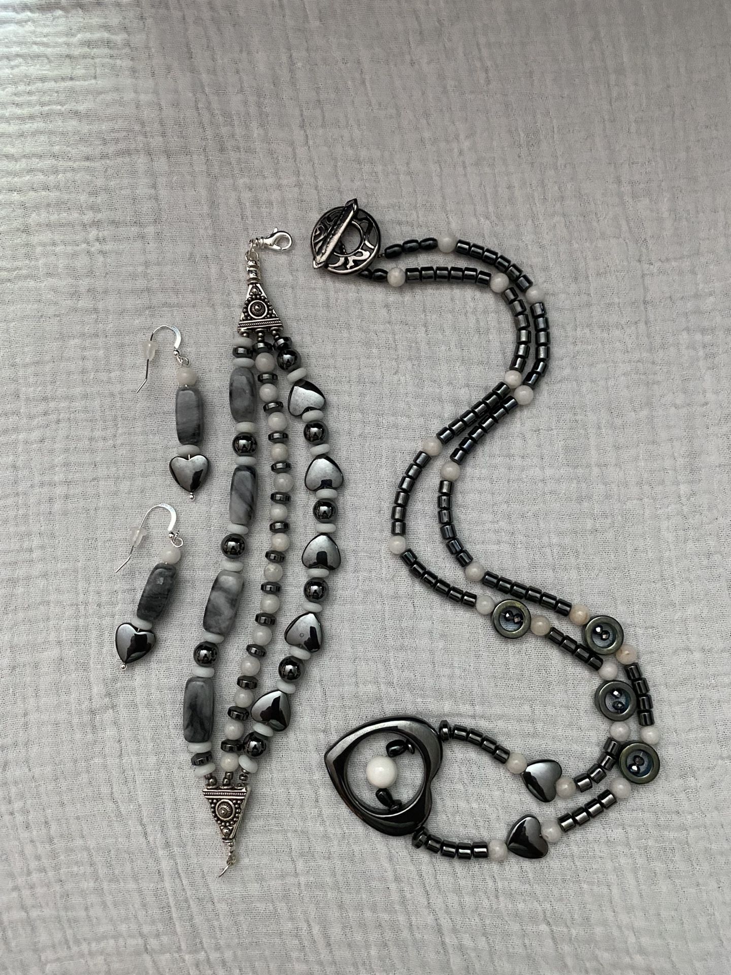Hand Made Hematite jewelry Set Of 3.,All Products : American Fashion Style Bags On Sale