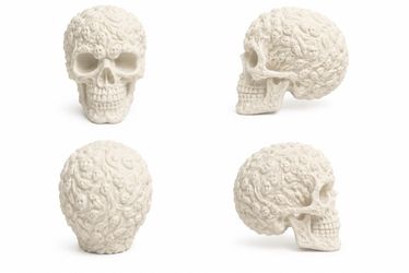 Decorative Skull Sculpture with Face Relief