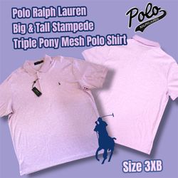 Polo Ralph Lauren Big & Tall Classic Fit Interlock Polo Shirt Size 3XB, (Pink Heather)