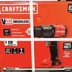 CRAFTSMAN V20 1/2-in 20-volt Max Variable Speed Brushless Cordless Hammer Drill (Tool Only)