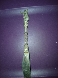 Vintage Italian Brass Letter Opener Figurine Handle