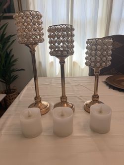 3 Candle Holders with 3 Battery Powered Batteries