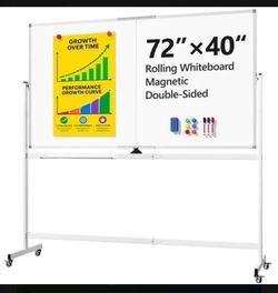 72x40 Rolling Magnetic Double-Sided Whiteboard