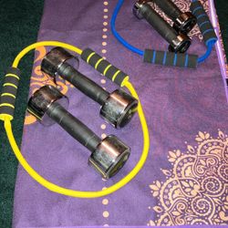 Weights With Exercise Bands & Mat