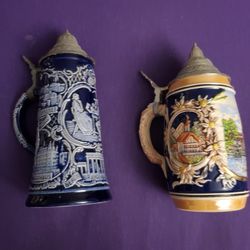 Antique Lidded German Steins