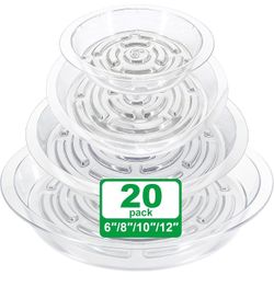 20 Pack Clear Plant Saucers (6/8/10/12 in) – Indoor/Outdoor | Plant Saucer, Plant Trays, Plant Drip Trays, Plant Water Catcher Tray, Plastic Trays for