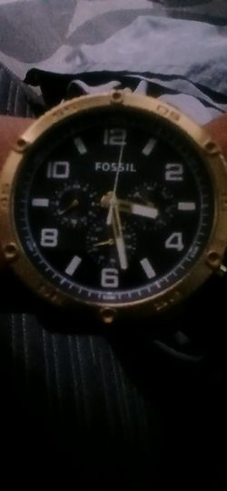 Fossil Men's Watch Gold-Tone Black Dial