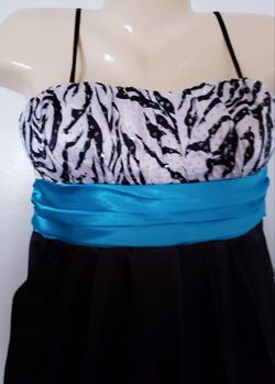 NWT jodi kristopher dress sequin black turq white