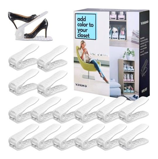 YIHATA Shoe Slots Organizer, Adjustable Shoe Stacker Storage Space Saver, Double Deck Shoe Rack Holder for Closet Organization, Thickening Quality Upg