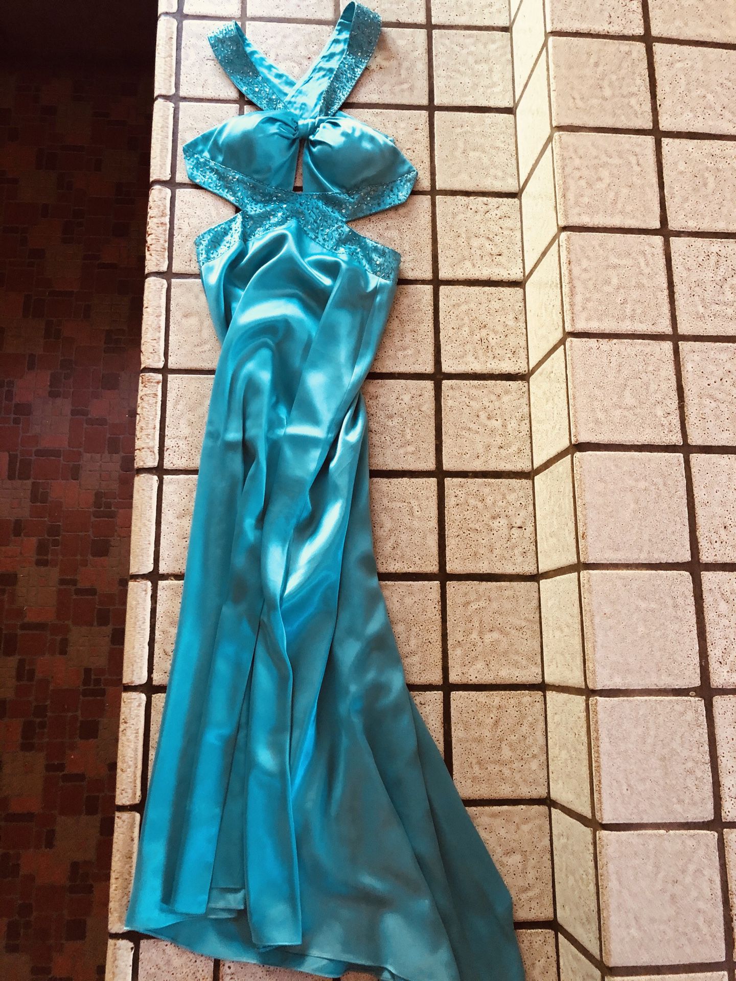 Size 3 prom blue/turquoise prom/cocktail dress