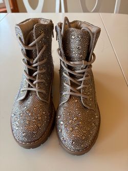 New Girls Sz 3 Betsy Johnson Hudson Gold Rhinestone Sparkly Boots