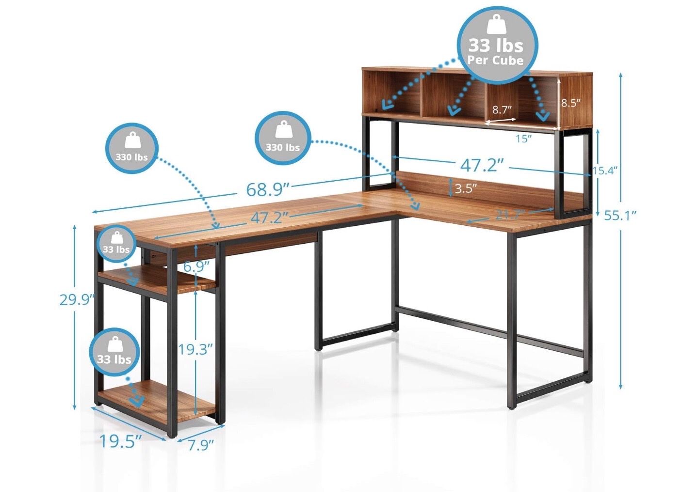 L-shaped corner desk