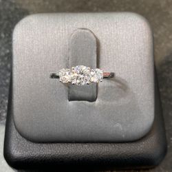 14K Round Three Stone Diamond Ring 1.00 Ct
