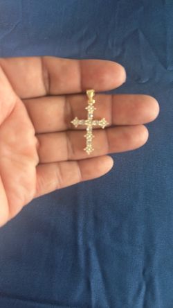 Gold Cross Pendant with CZ Stones