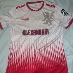 Red and white MLS NEXT Capelli Alexandria FC soccer jersey #soccerjersey