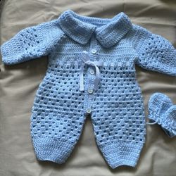Mameluco Tejido A Crochet Para Bebé 0/3