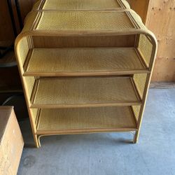 2 Rattan And Bamboo 3 Tier Shelf Unit