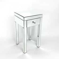 Aversa Beveled Mirror End Table/Night Stand With Drawer