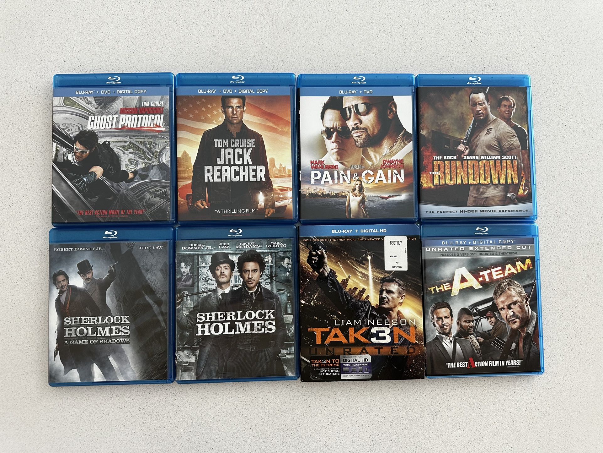 Set Of 8 Blu-Ray Action-Packed Movies.