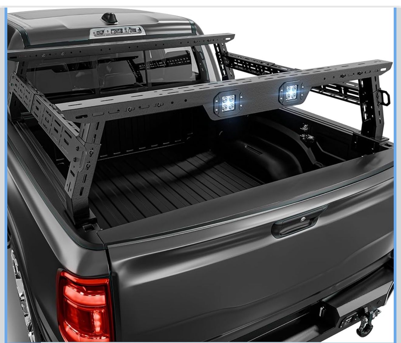 Adjustable 11.2-13.2" High Truck Bed Racks with 2 Led Light Compatible for Silverado/Sierra/Ram/Ford F-Series/Tacoma/Tundra/Titan/Frontier/Canyon/Glad