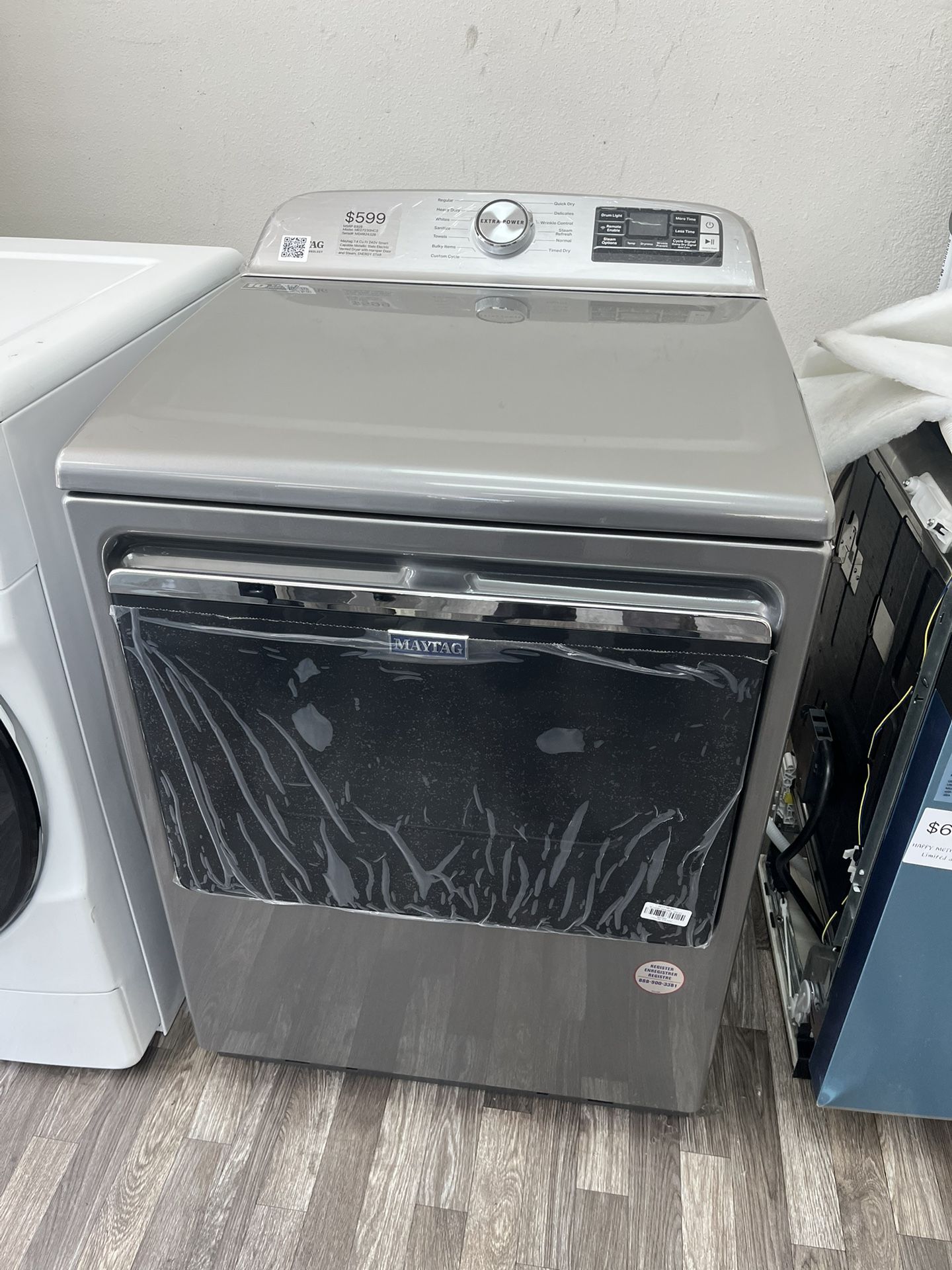 $599 Maytag 7.4 Cu Ft Electric Vented Dryer, Open Box, Fully Tested, One Year Warranty